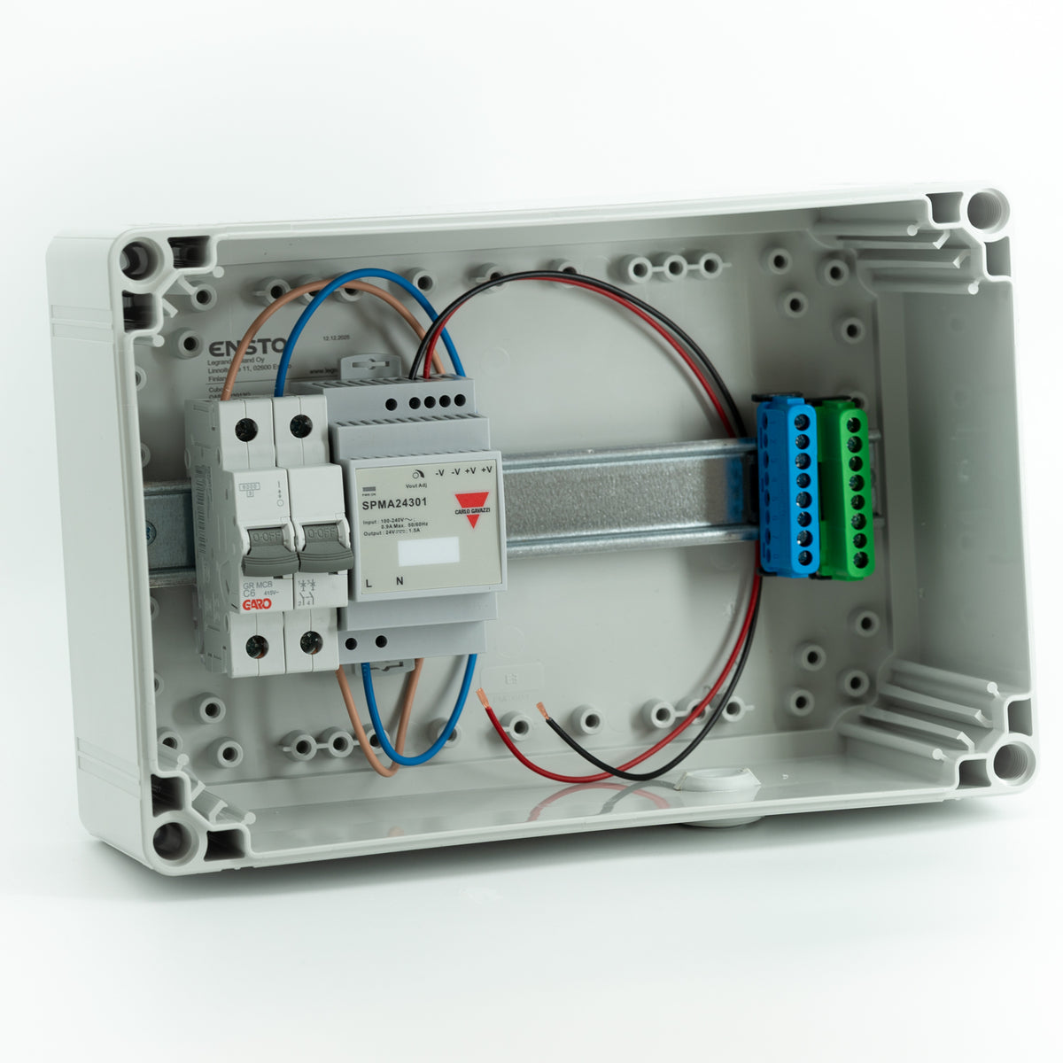 Caja con transformador de 24V e interruptor, 300x200, IP65