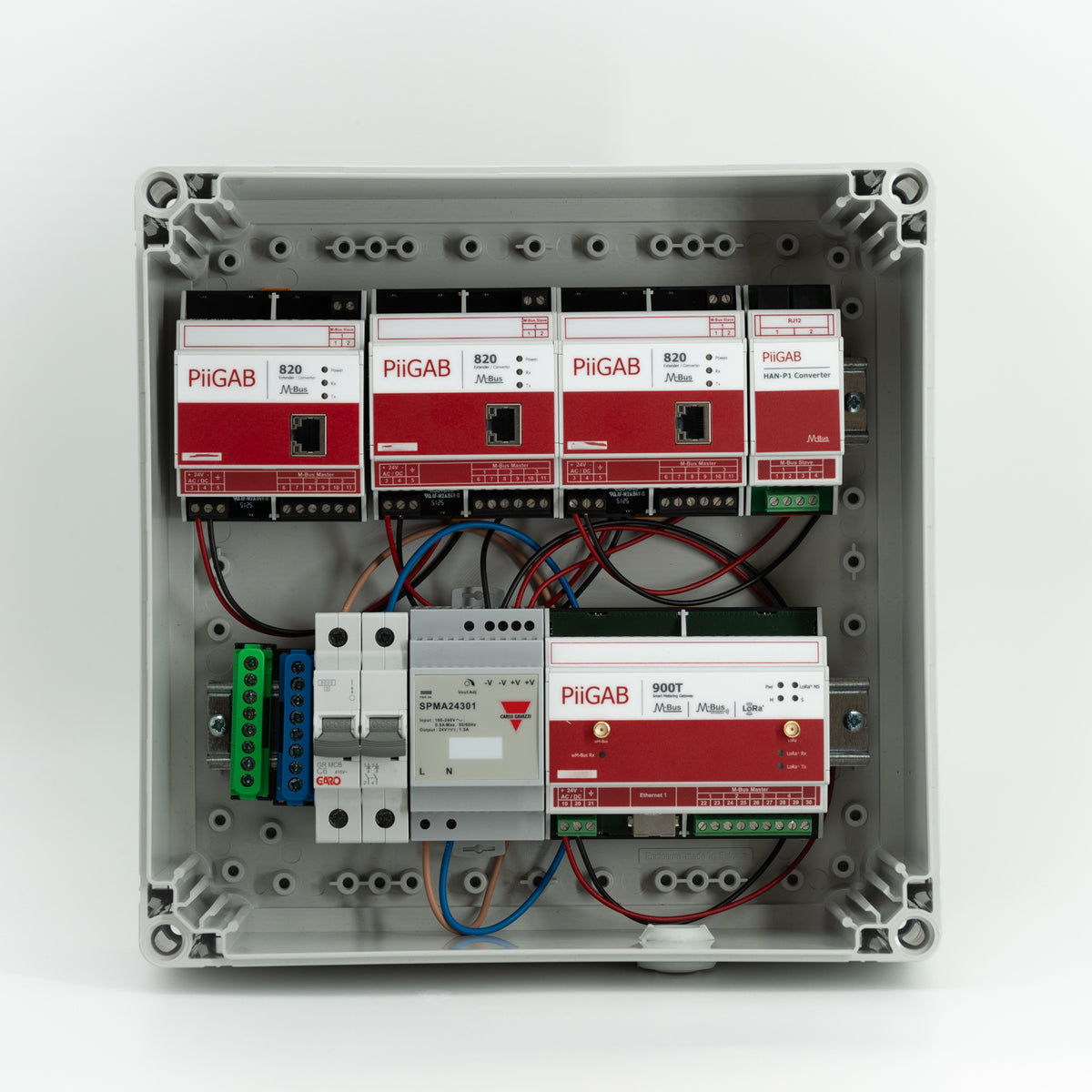 Caja con transformador de 24V e interruptor, 300x300, IP65