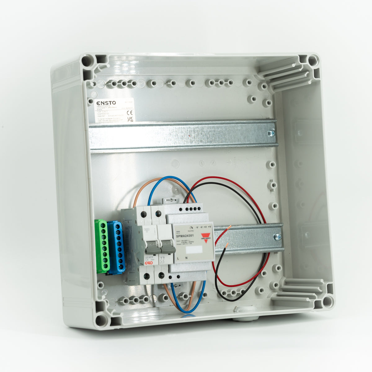 Caja con transformador de 24V e interruptor, 300x300, IP65